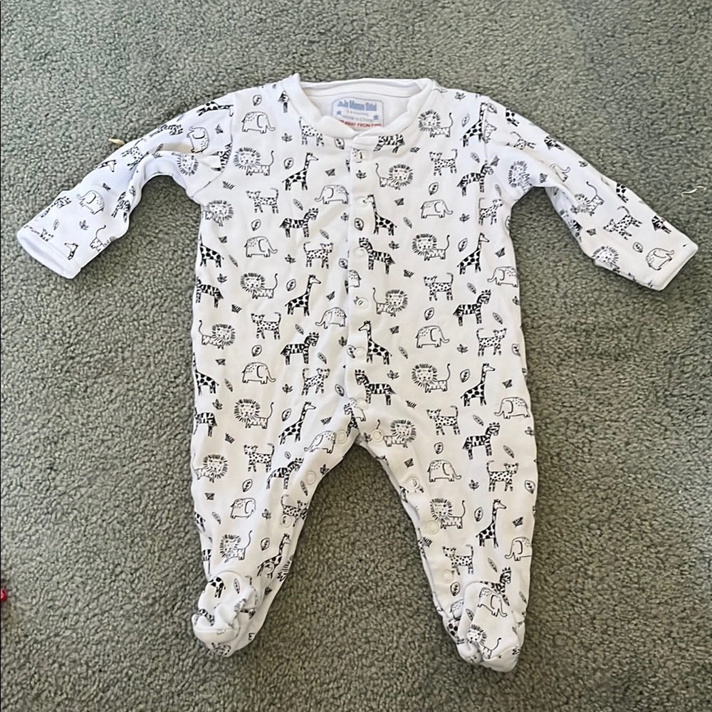 Jojo Maman Bebe White Animal Print Kids One Piece